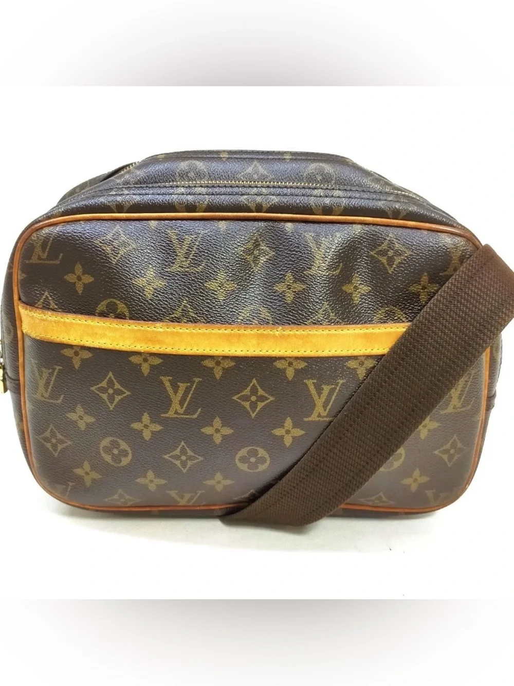 Louis Vuitton Reporter PM Monogram Canvas Messenger Bag in Brown and Tan